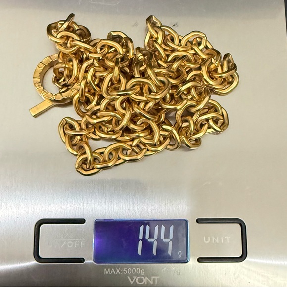 Vintage KARL LAGERFELD Gold-tone Chunky Chain Toggle Necklace 36” Long 144g. - Picture 13 of 15